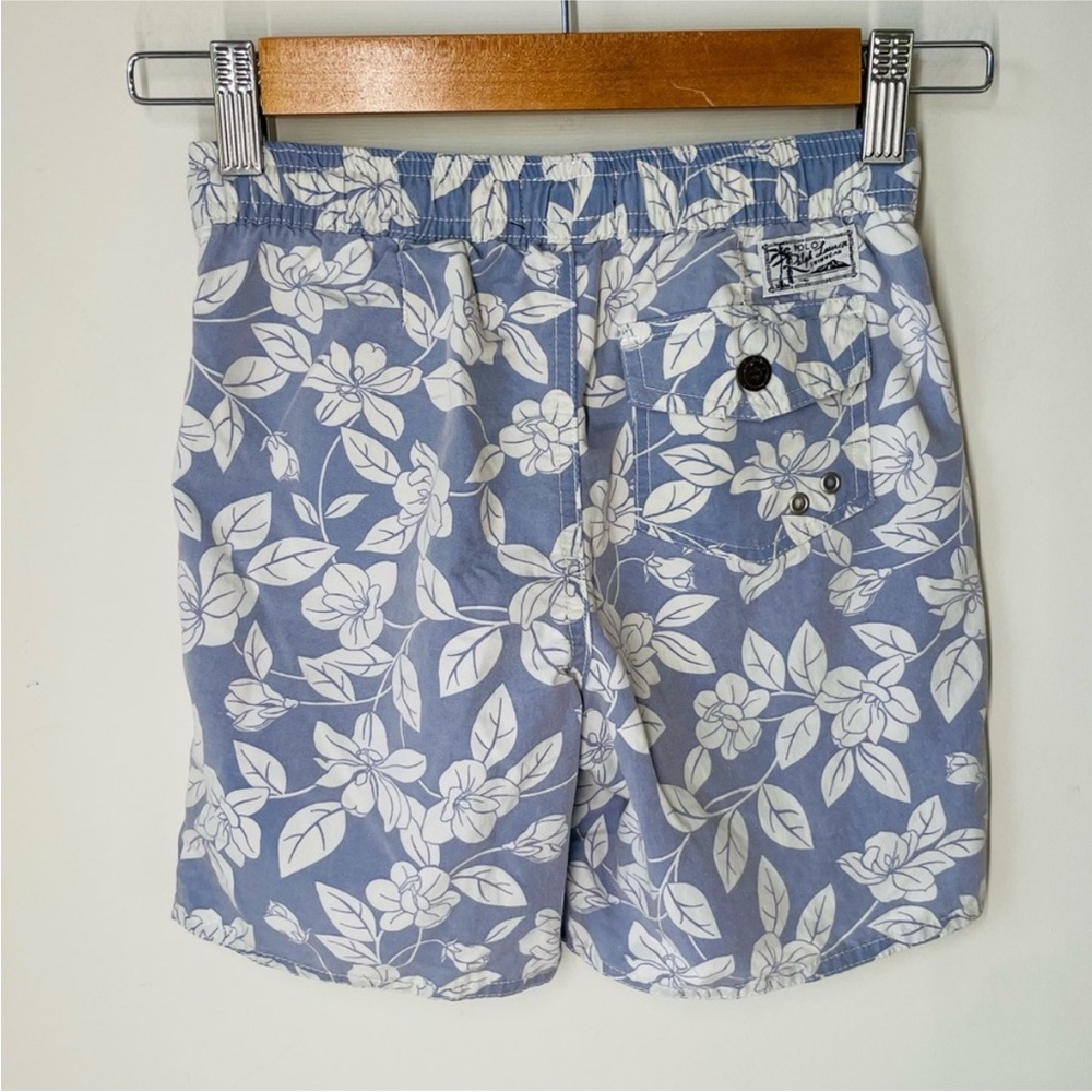 Polo Ralph Lauren Boys Swim Trunks 7 Blue Floral Hawaiian Print Board Shorts - Picture 5 of 10